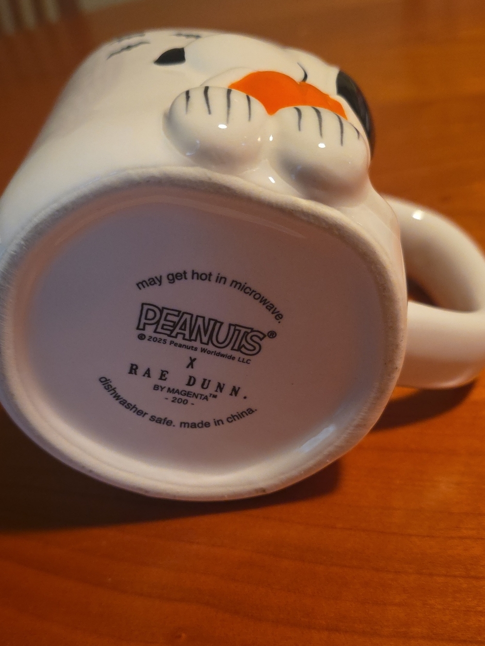 Rae Dunn White Ceramic Snoopy Mug with Orange Pumpkin and Bat Accents NWOT - Picture 4 of 5